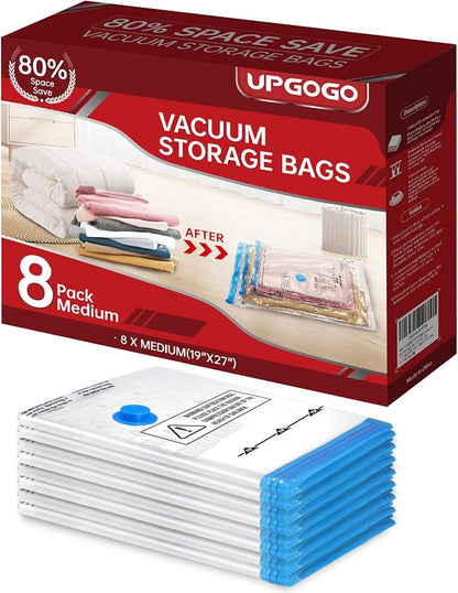 8 Pack Medium Vacuum Storage Bags, Vacuum Seal Bags by UPGOGO