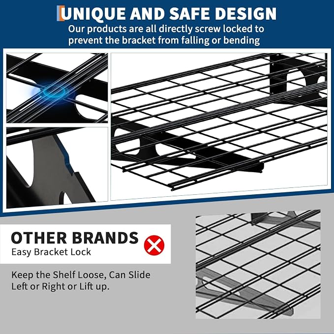 2 Pack 2x6 FT Garage Shelves Wall Mounted, 1600 LBS Heavy Duty Wall Shelf - Image 3