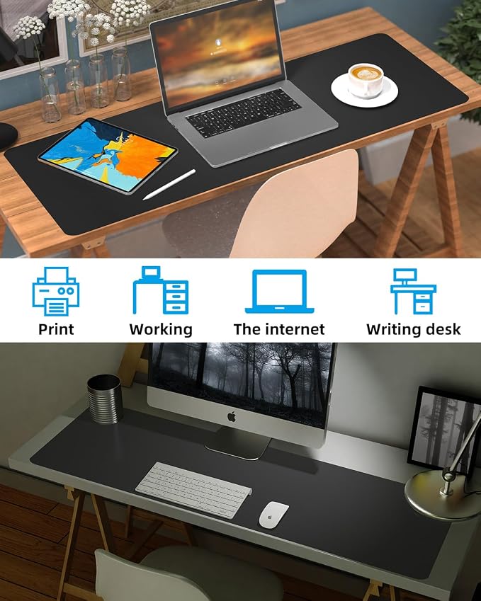 Leather Desk Pad Protector, Large Desk Mat, Mouse Pad, Non-Slip PU Leather Desk - Image 6