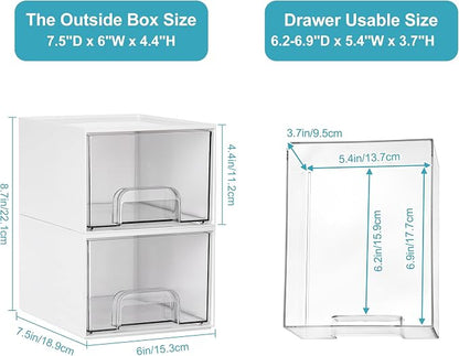Vtopmart 4Pack Small Stackable Storage Drawers, Bathroom Makeup Organizer - Image 3