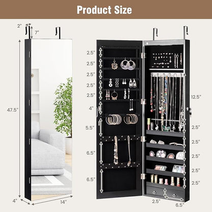 HAPPYGRILL Over the Door Jewelry Organizer, Hanging Jewelry Storage Cabinet - Image 5