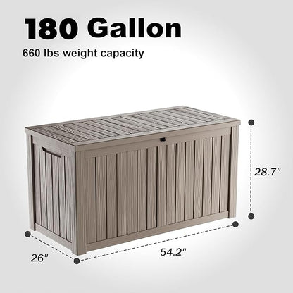 DRATO 180 Gallon Outdoor Storage Box, Large Waterproof Deck Box, Lockable Resin - Image 2