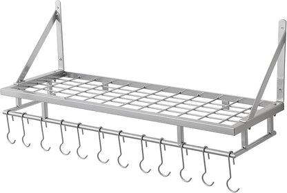 KES 30-Inch Silver Gray Pot Rack, Wall Mounted Hanging Pot and Pan Organizer - Image 8