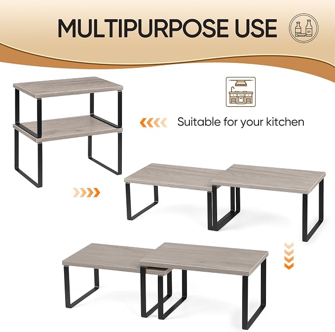 NEX Kitchen Cabinet and Counter Shelf Organizer, Shelf Riser - Image 5