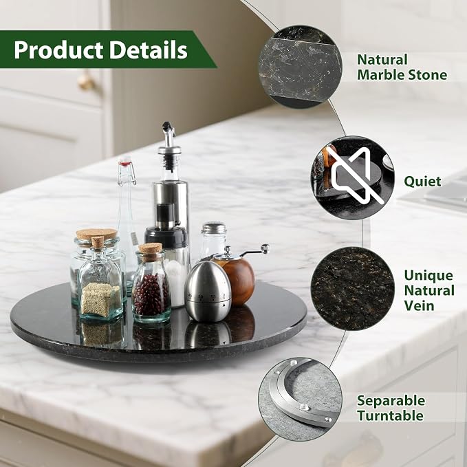 Marble Lazy Susan, 16 in Lazy Susan Turntable Organizer - Image 4