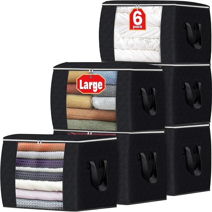 Fab totes 24 Gallons Clothes Storage, Foldable Thick Fabric Blanket Storage Bags by Fabtotes