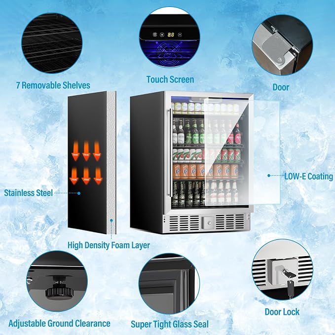 24 inch Beverage Refrigerator Cooler, 5.3 Cubic/166 Can Large Fridge - Image 2