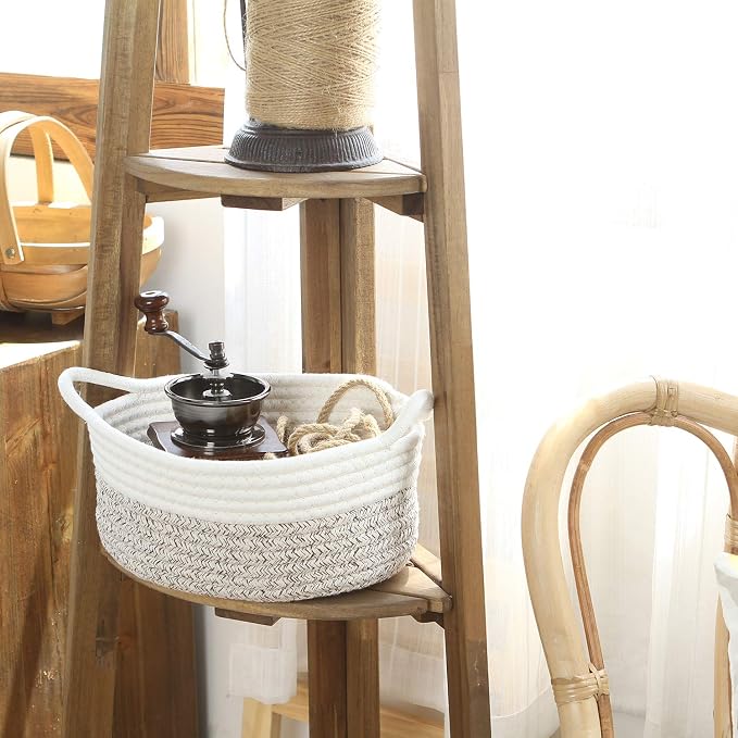 Sea Team 2-Pack Cotton Rope Baskets, Fabric Tray, Oval Open Dish - Image 4