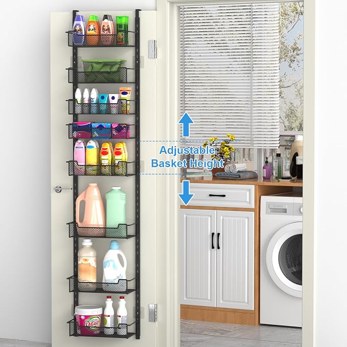 12.3" W Narrow Over the Door Pantry Organizer, 8-Tier Over the Door Organizer - Image 2