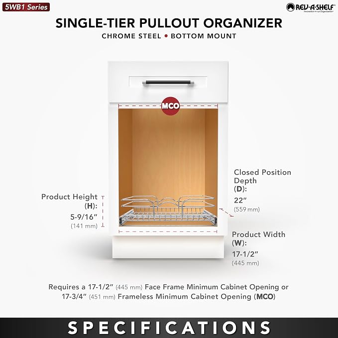 Rev-A-Shelf Kitchen Cabinet Pullout Shelf and Drawer Organizer Slide Out Pantry - Image 5