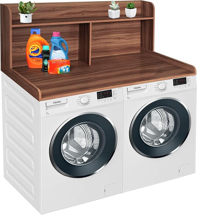 Royxen 2-Tier Washer Dryer Countertop, 19.5" H Wood Washer and Dryer Topper by Royxen