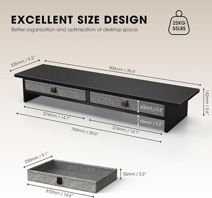 Fenge Monitor Stand with Drawer, 2 Tiers Dual Monitor Riser - Image 5