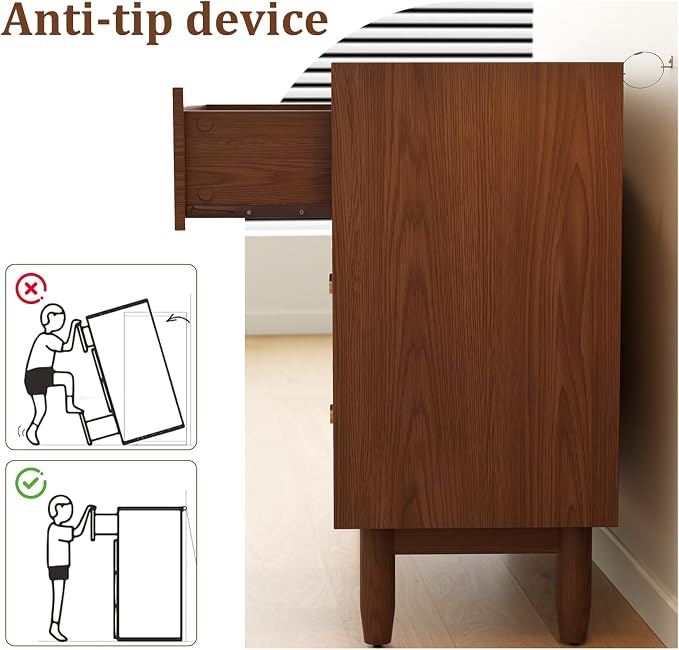 6 Drawer Dresser for Bedroom, 41.2" W Wood Chest of Drawers - Image 4