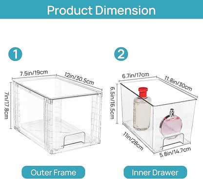 Vtopmart 4 Pack Large Stackable Storage Drawers, Easily Assemble Acrylic - Image 3