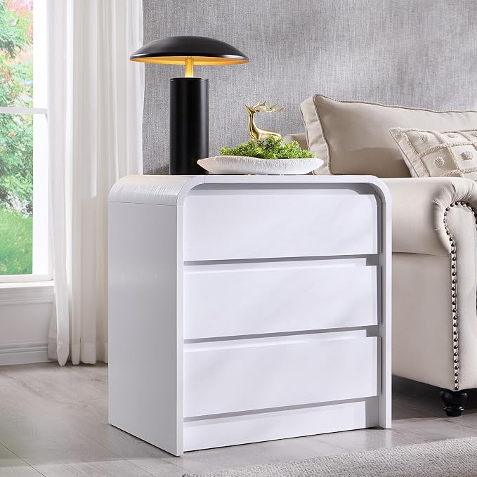 25" Tall Modern Nightstand Set of 2, 23.6" Wide Wood Bedside Table - Image 2
