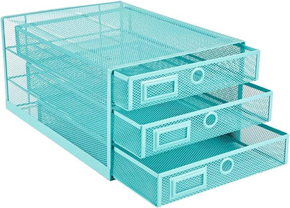 Annova Desk Organizer Wire Mesh 3 Tier Sliding Drawers Paper - Image 5
