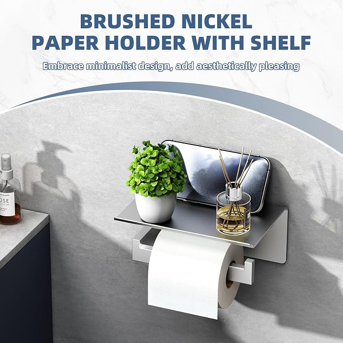 APLusee Brushed Nickel Toilet Paper Holder - Image 6