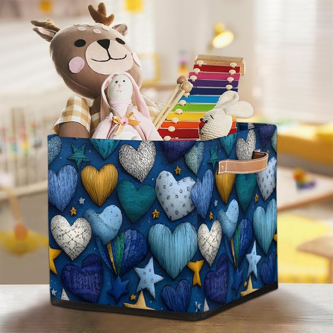 TropicalLife 13x13x13 Inch Large Fabric Storage Cube Vintage Valentine's Day - Image 7
