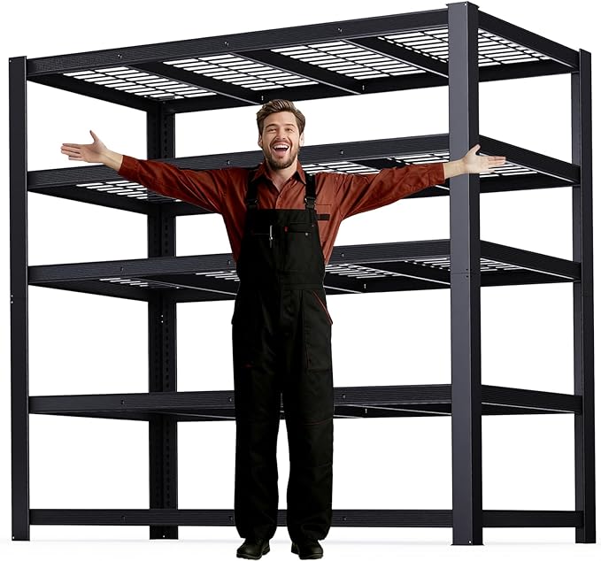62" W 3050LBS Storage Shelves Unit, 5 Tier Heavy Duty Metal Shelving Unit and by Unknown