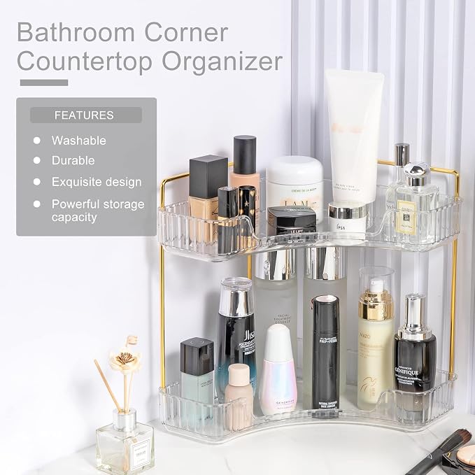 Corner Bathroom Countertop Organizer, Vanity Trays - Image 4