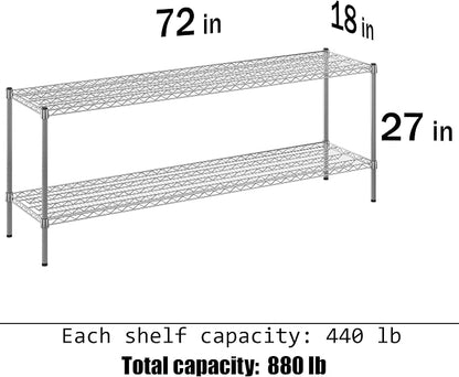 18" Deep x 72" Wide x 27" Height Wire Shelving Kit | 2-Tier | NSF Commercial - Image 3