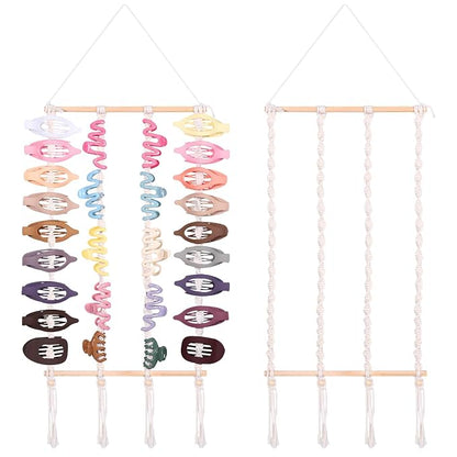 SNOWSTAR Macrame Flat Hair Claw Clip Organizer, Hanging Hair Clip Holder and by WelcometoSNOWSTAR