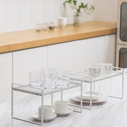 2Pack Kitchen Cabinet Shelf Counter Organizer Rack Pantry Storage Bathroom - Image 2