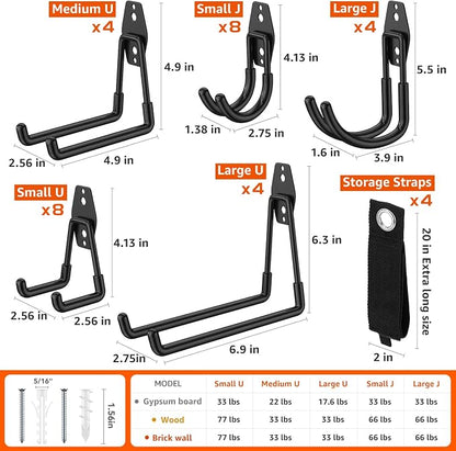 32 Pack Garage Hooks with Anti-Slip Coating Heavy Duty Wall Mount Hooks - Image 2