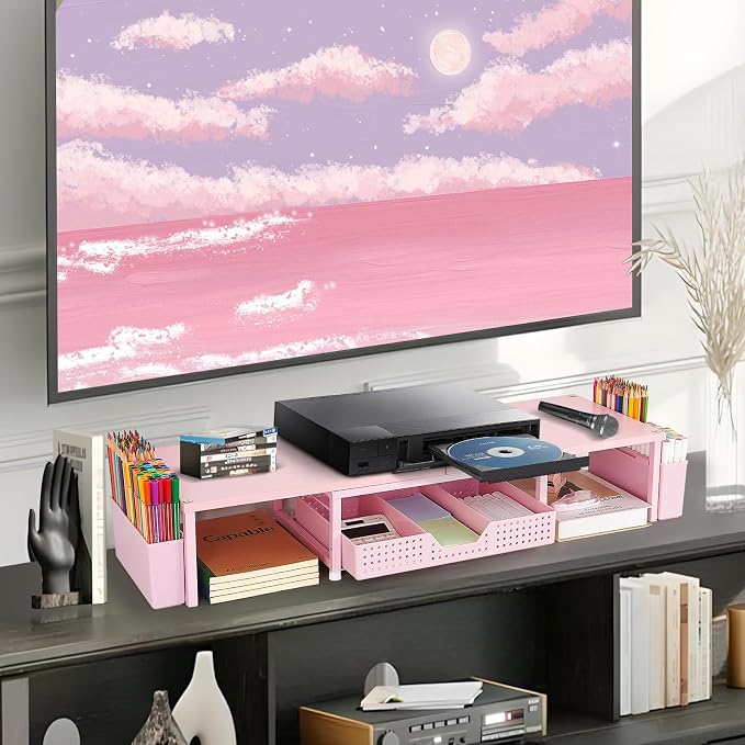 OPNICE Wood Desk Organizers and Accessories, Dual Monitor Stand Riser - Image 7