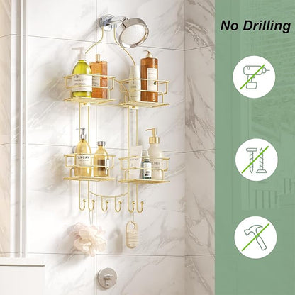 SRIWATANA Shower Caddy Hanging, Bathroom Organizer, No Drilling Shelves Over - Image 9