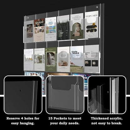 Acrylic Brochure Pamphlet Holder, 3 Magazine Holders and 12 Pamphlet Holders - Image 4