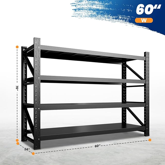 MIIIKO 60" W Storage Shelves, 4800LBS Metal Garage Storage Shelving, Heavy Duty - Image 2