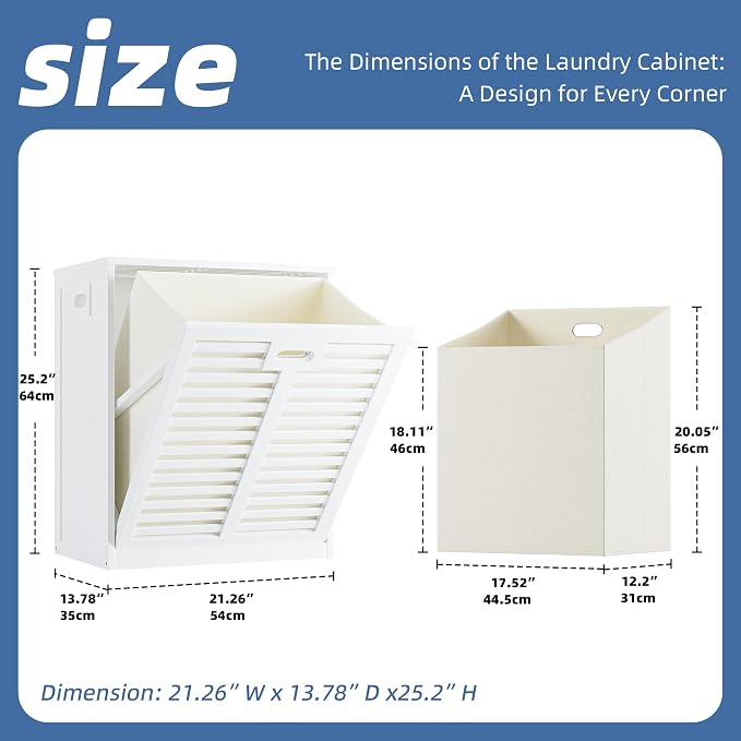 HITNET Tilt Out Laundry Hamper Cabinet, Bathroom Laundry Cabinet - Image 3