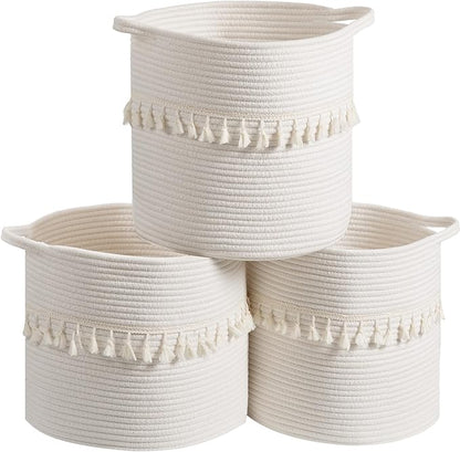 danpinera Baskets for Organizing, 3 Pack White Storage Baskets for Shelves by danpinera