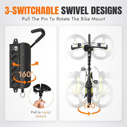 INNO STAGE 2-Pack Swivel Bike Wall Mount Rack, Heavy Duty Bike Rack, Garage - Image 5