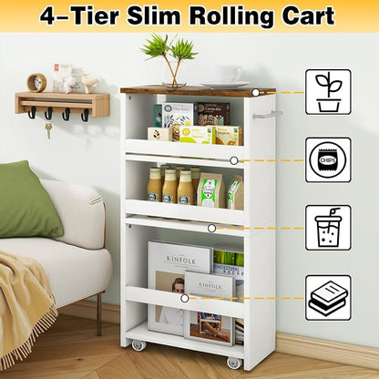 IBUYKE Slim Storage Cart 5.9" W, Rolling Organizer Trolley - Image 6