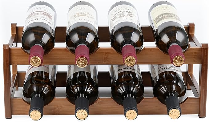 Wine Rack Storage, Bamboo Wine Racks Cabinet Shelf, 2-Tier 8 Bottles by Unknown