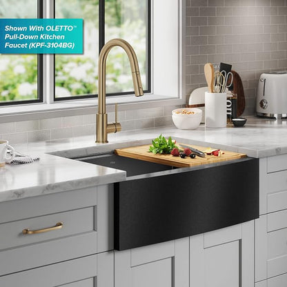 KRAUS Kore Workstation 27-inch Farmhouse Apron Front 16 Gauge Black Stainless - Image 9