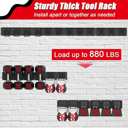64 Inches Garage Organization, Wall Mount Garden Tool Organizer, 880lbs - Image 2