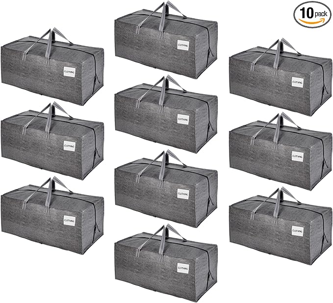 VENO 10 Pack Moving Bags w/Backpack Straps, Heavy Duty, Moving Boxes Alternative by Veno