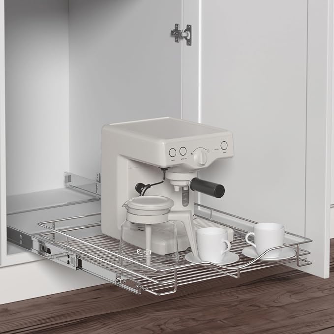 DINDON 1 Tier Pull Out Cabinet Organizer Heavy-Duty Metal Sliding Drawer Shelf - Image 2