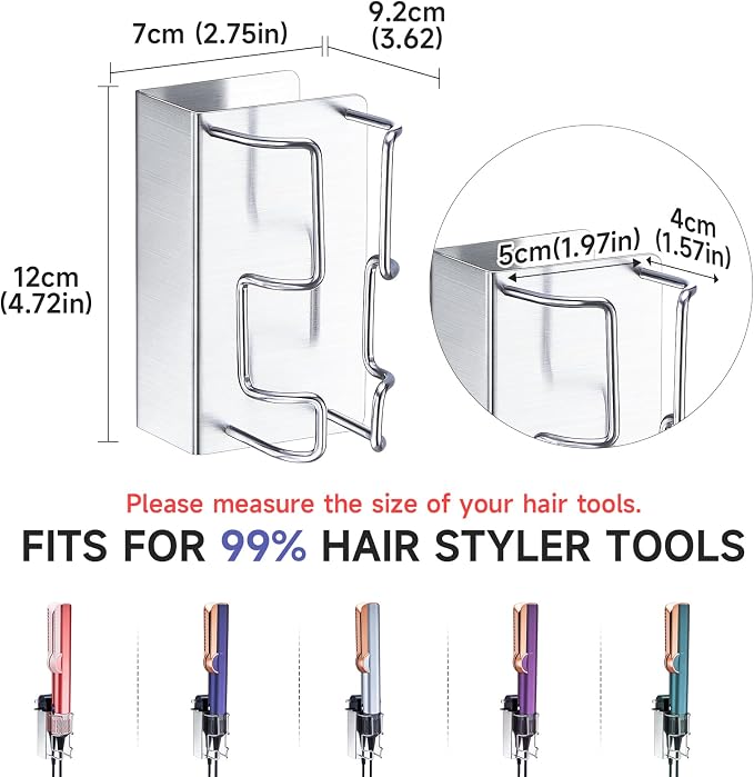 Hair Straightener Holder Wall Mounted, Hair Tool Organizer Stainless Steel - Image 5