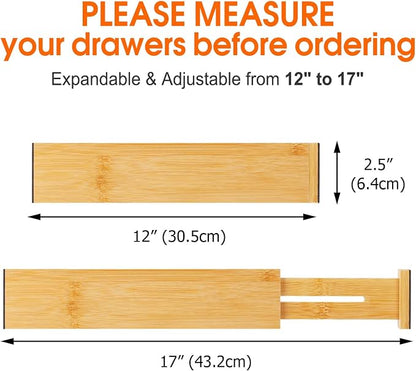 Bamboo Drawer Dividers Organizers, Kitchen Drawer Organizer, Adjustable Drawer - Image 3