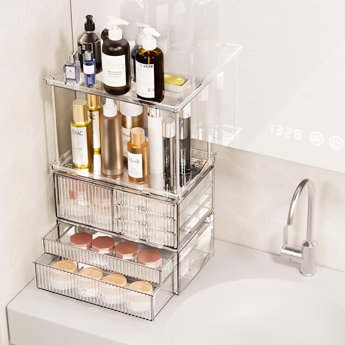 Acina Bathroom Countertop Organizers and Storage: 2-Tier 6-Drawer Makeup - Image 2