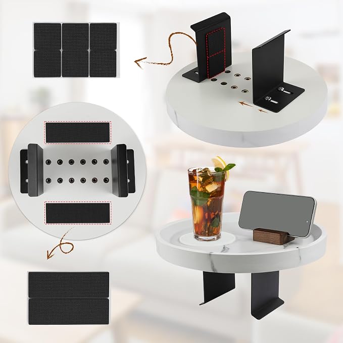 Couch Tray, Adjustable Couch Table and Detachable Wooden Couch armrest Tray - Image 4