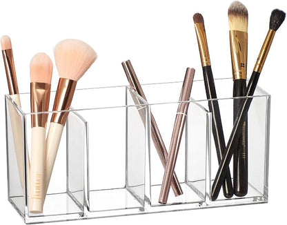 Amazing Abby - Glamour - Acrylic 4-Compartment Makeup Organizer, Transparent by AmazingAbby