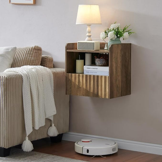 Modern Fluted Floating Nightstand Wall Mounted by BuildHom
