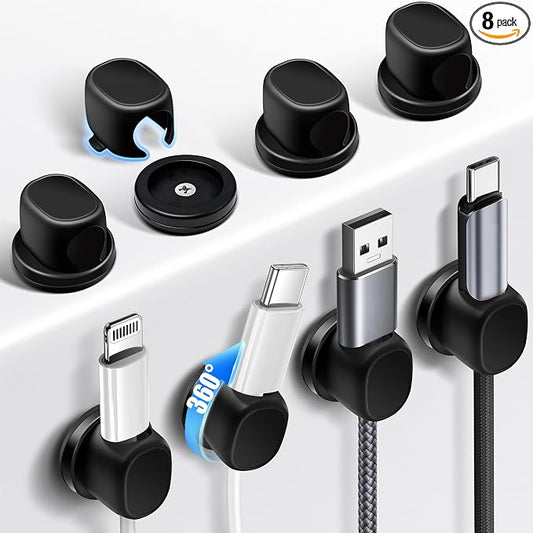 8 Pack Cord Organizer, Ω-Shaped Rotatable Cable Clips, Strong Adhesive Cable by VisittheNeepanda