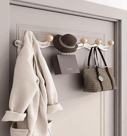 Coat Rack Wall Mount, Anti-Tear Wooden Ball Hook Rail, Heavy Duty Metal Coat - Image 5