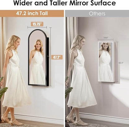 47in Tall Jewelry Cabinet Organizer, Arched Wall or Door Mounted Jewelry Armoire - Image 4
